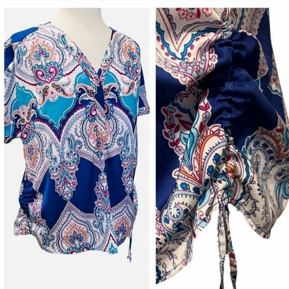 Chicos Paisley Print Polyester Blouse Chicos size 0 - Picture 1 of 10